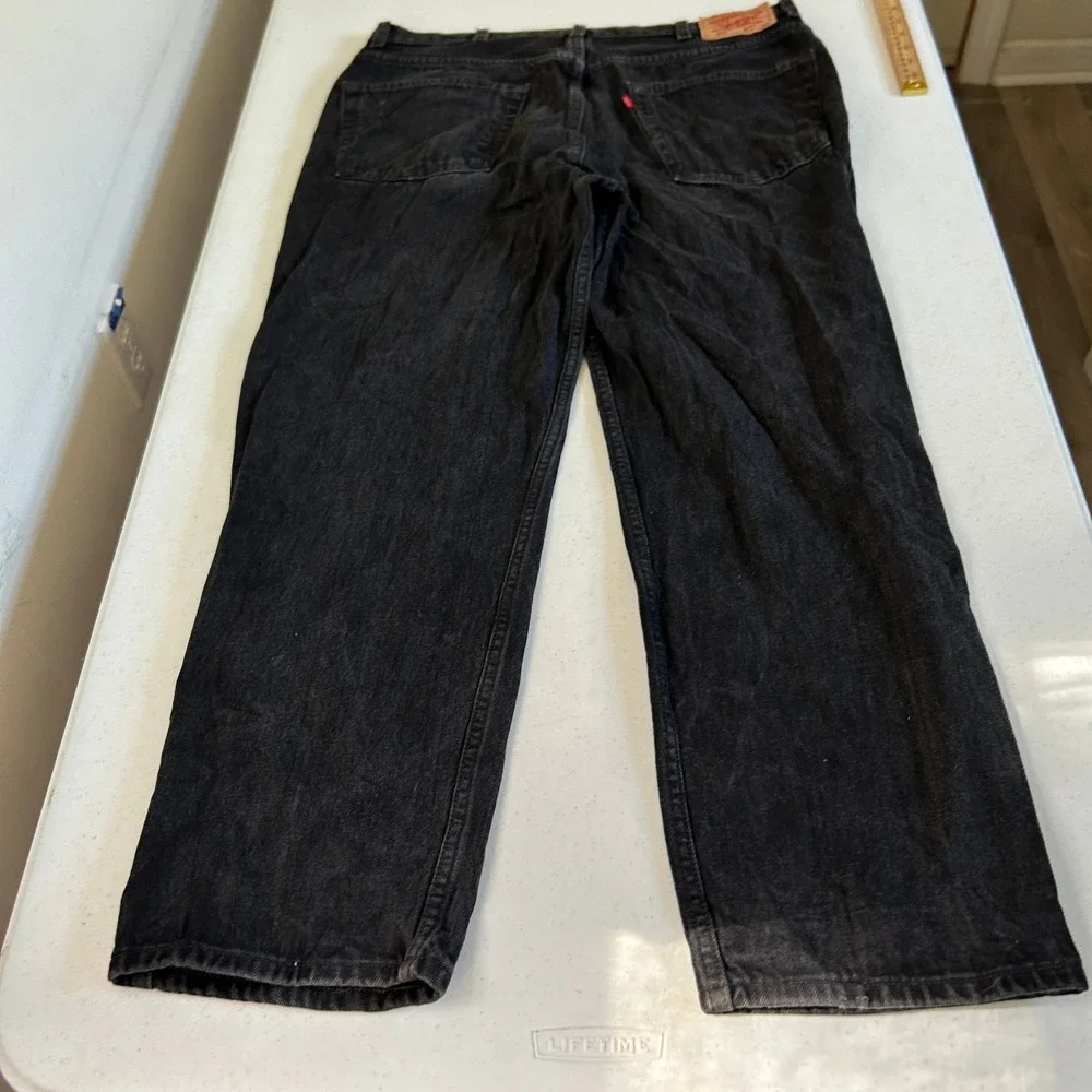 Levis 550 Mens Relaxed Fit Tapered Leg Black Denim Jeans 40x30